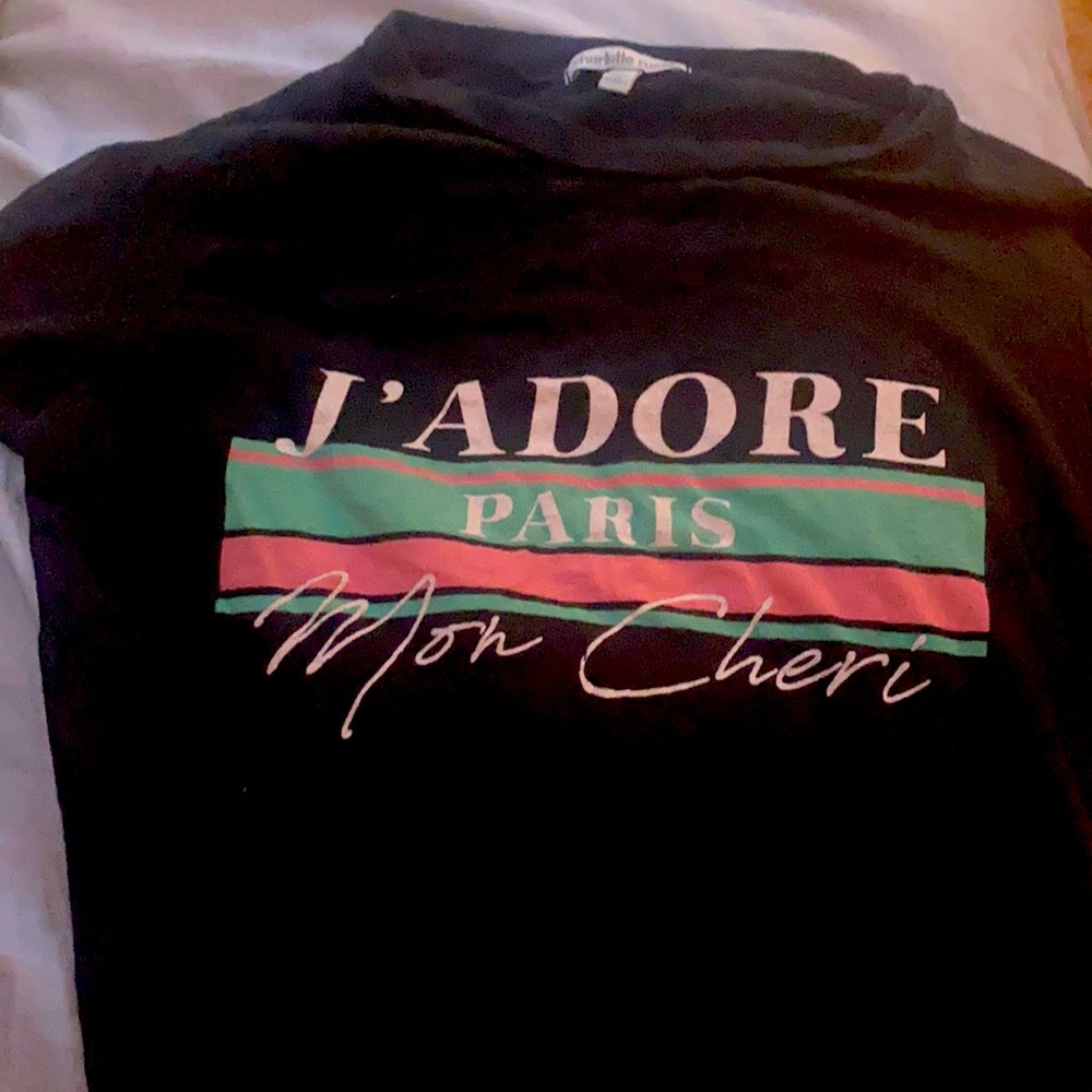 Dark shirt w wording